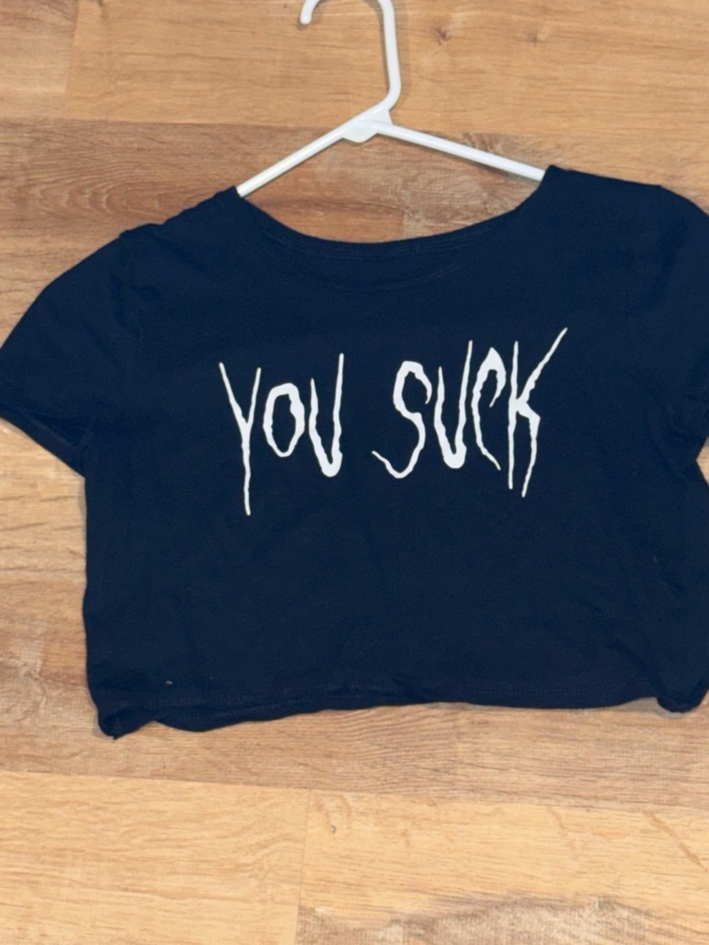 Black Graphic Crop Top - You Suck
